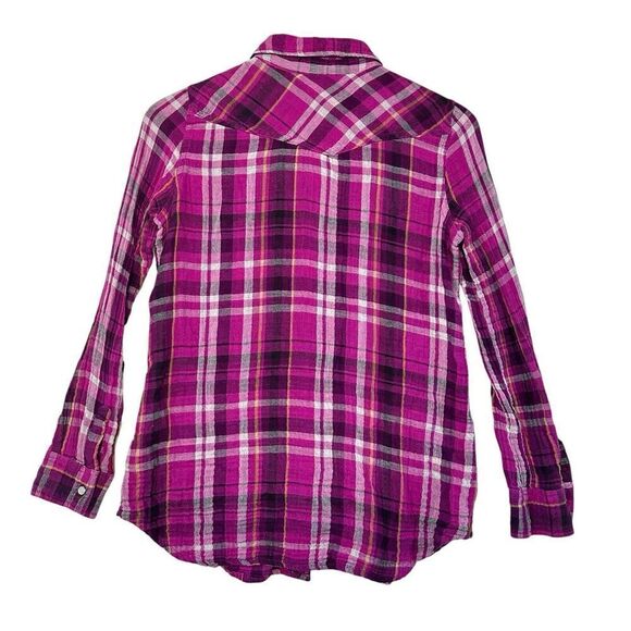 Old Navy Womens Pearl Snap Western Shirt Size Small Pink Plaid Rodeo - Picture 2 of 7